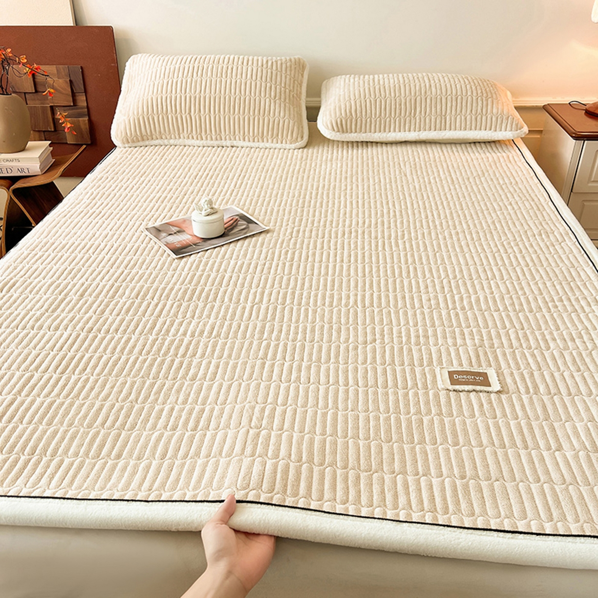 91家纺网 家纺一手货源 找家纺 （总）喜居 2025新款A类高克重宝宝绒夹棉床褥垫-绮梦系列