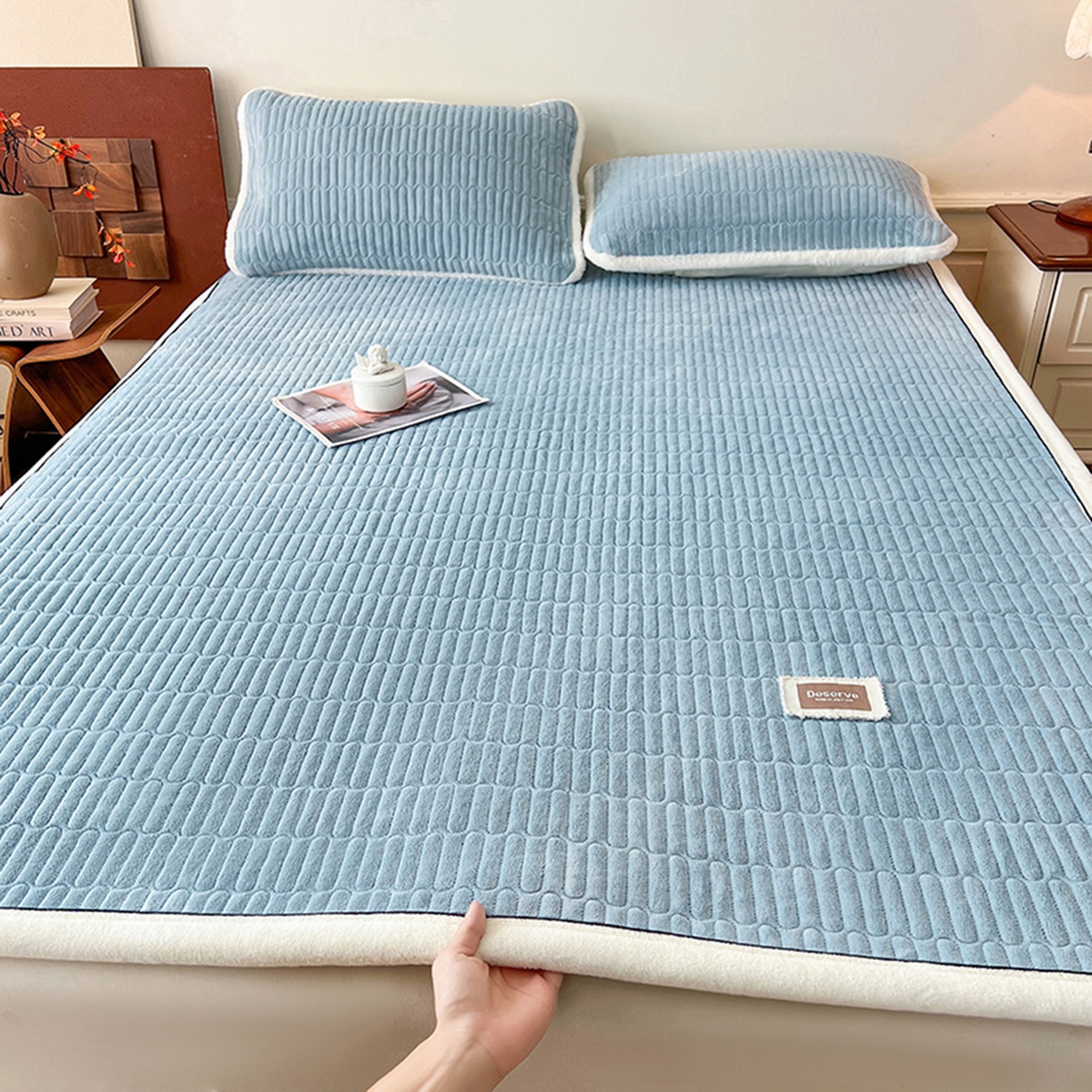 91家纺网 家纺一手货源 找家纺 （总）喜居 2025新款A类高克重宝宝绒夹棉床褥垫-绮梦系列