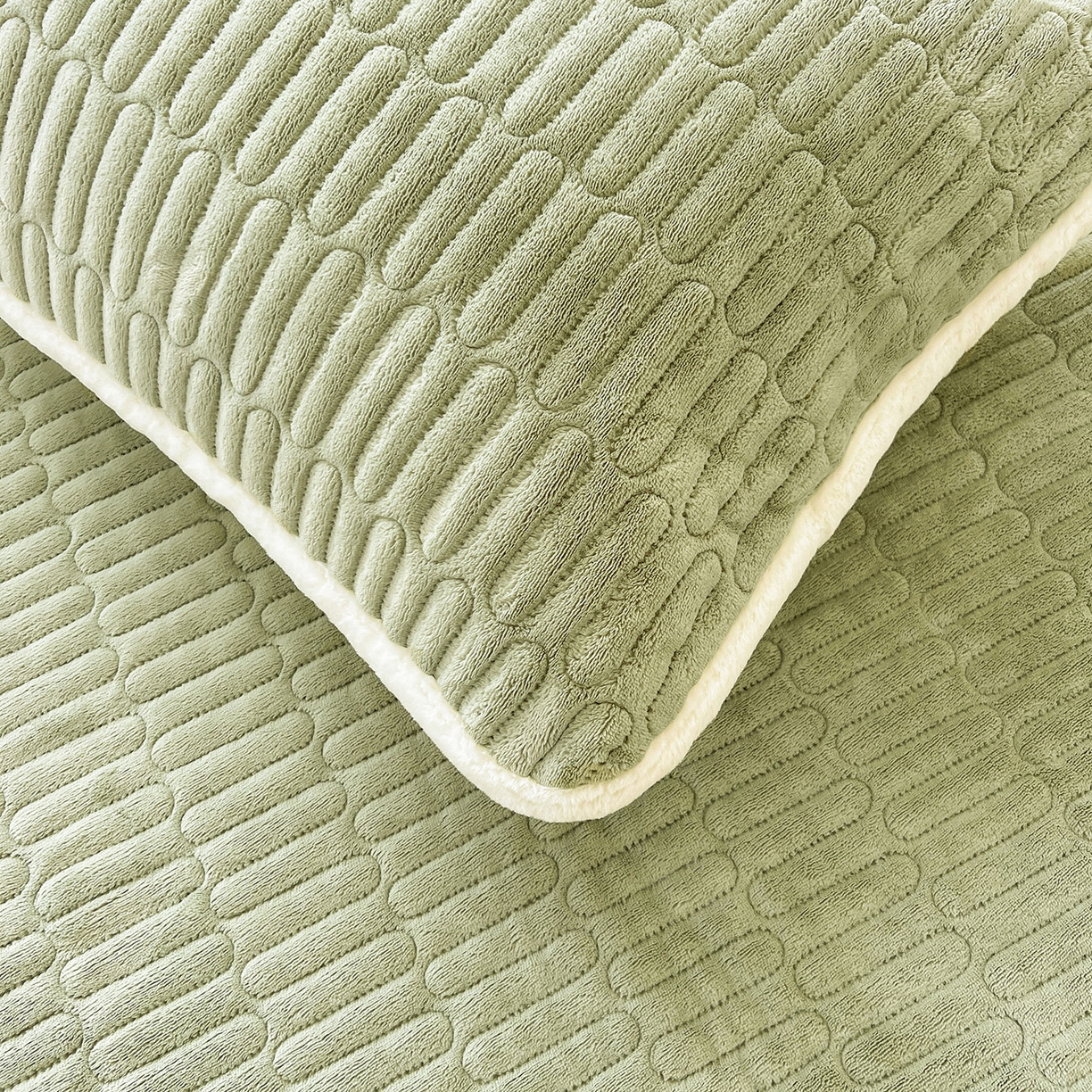 91家纺网 家纺一手货源 找家纺 喜居 2025新款A类高克重宝宝绒夹棉床褥垫-绮梦系列 绮梦-绿-宝宝绒床褥垫