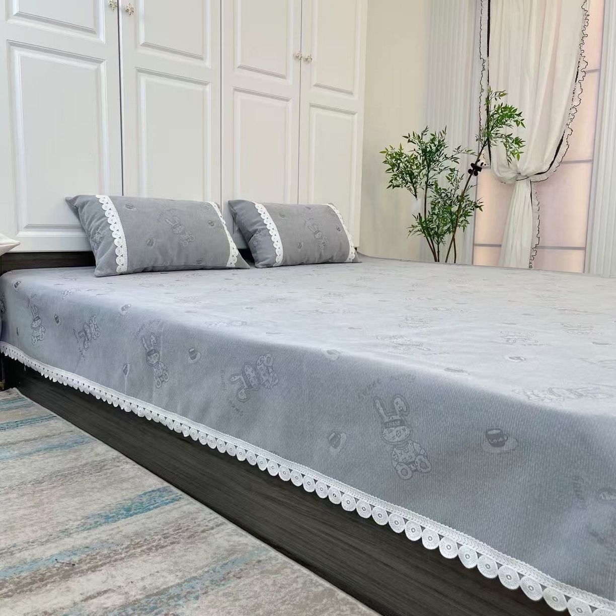 91家纺网 家纺一手货源 找家纺 （总）暖木杨 2025新款榻榻米床盖雪尼尔炕盖防滑耐磨四季通用可定做-咖啡兔