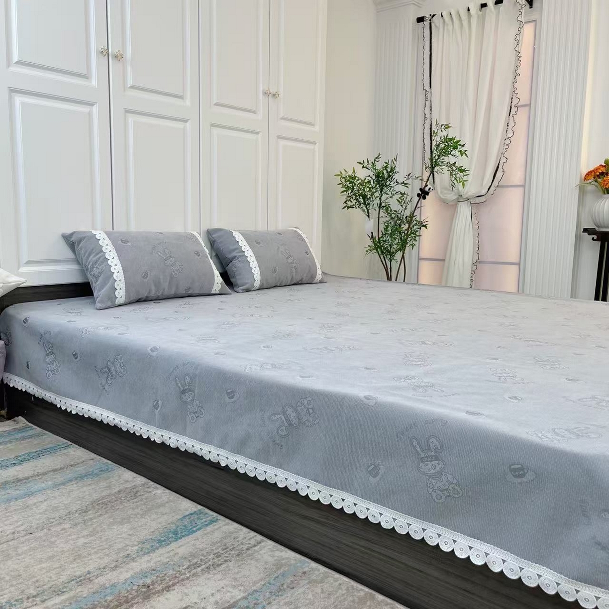 （总）暖木杨 2025新款榻榻米床盖雪尼尔炕盖防滑耐磨四季通用可定做-咖啡兔