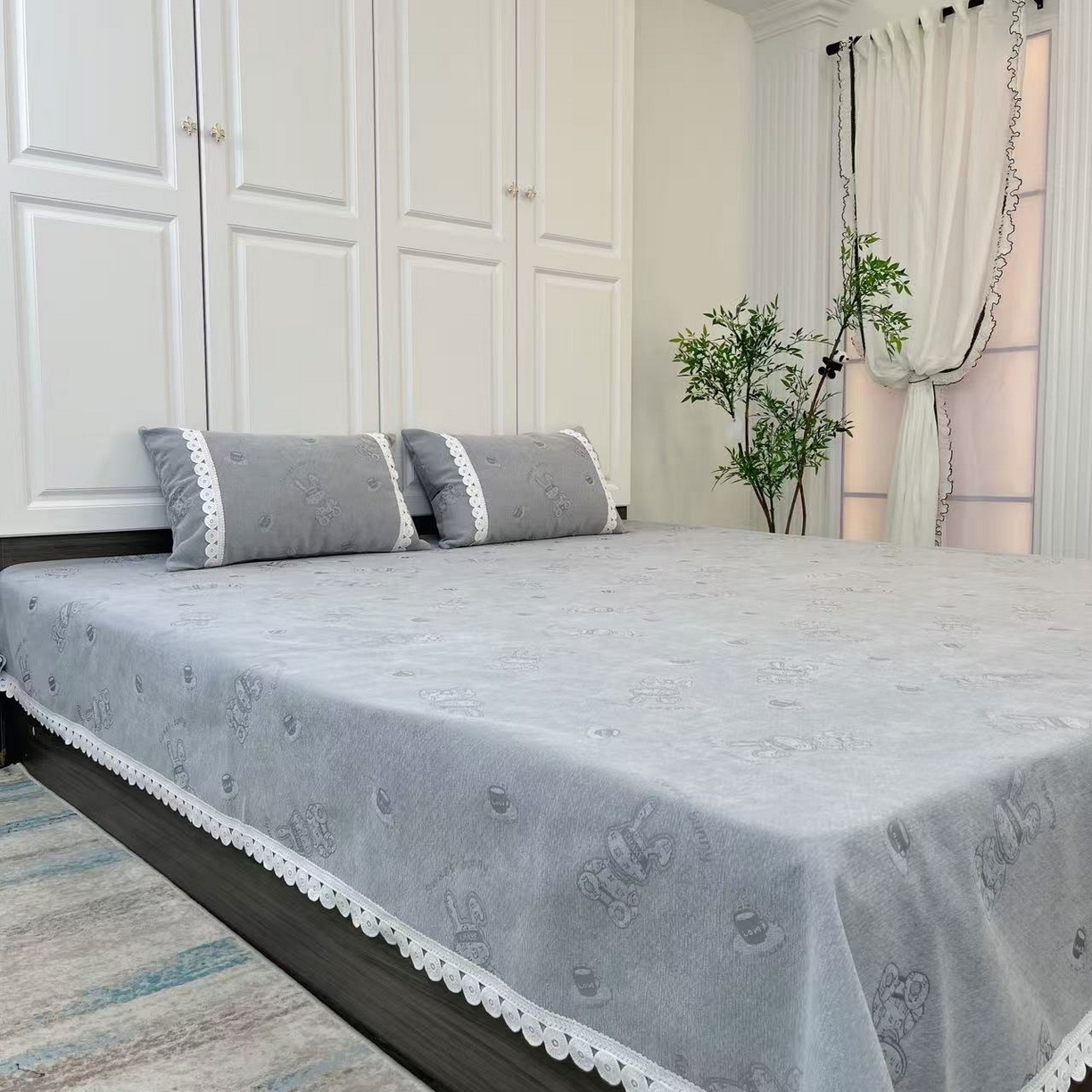 91家纺网 家纺一手货源 找家纺 （总）暖木杨 2025新款榻榻米床盖雪尼尔炕盖防滑耐磨四季通用可定做-咖啡兔