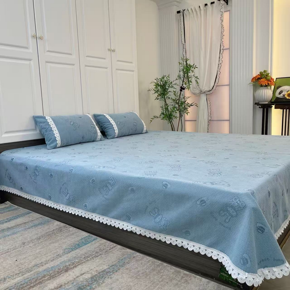 91家纺网 家纺一手货源 找家纺 （总）暖木杨 2025新款雪尼尔床用床盖炕盖亲肤透气防滑高级感床盖可定制尺寸-咖啡兔