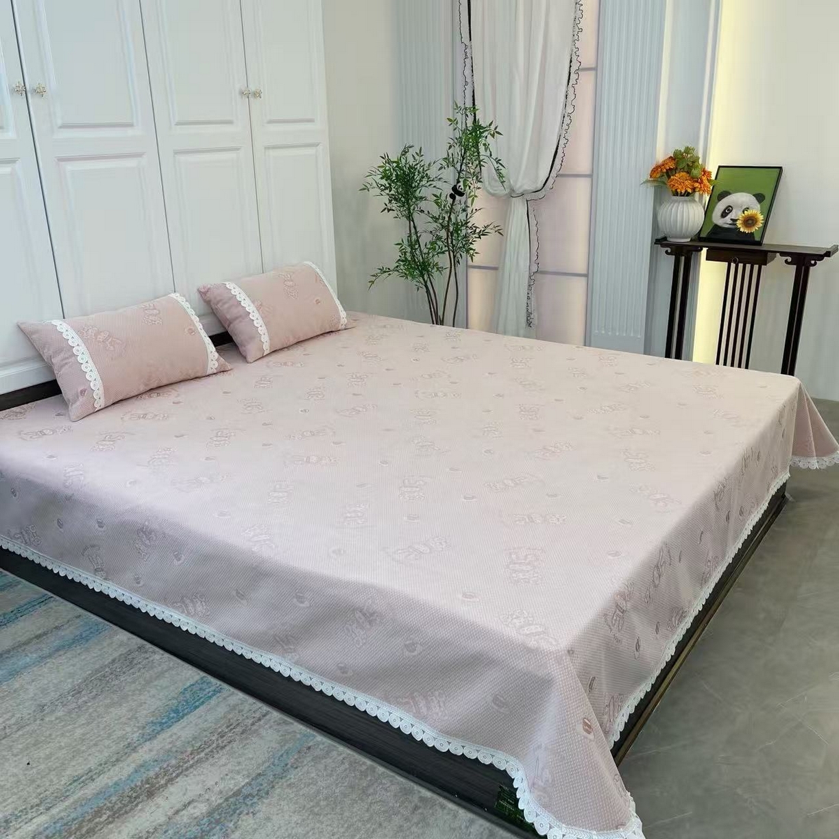 91家纺网 家纺一手货源 找家纺 （总）暖木杨 2025新款雪尼尔床用床盖炕盖亲肤透气防滑高级感床盖可定制尺寸-咖啡兔