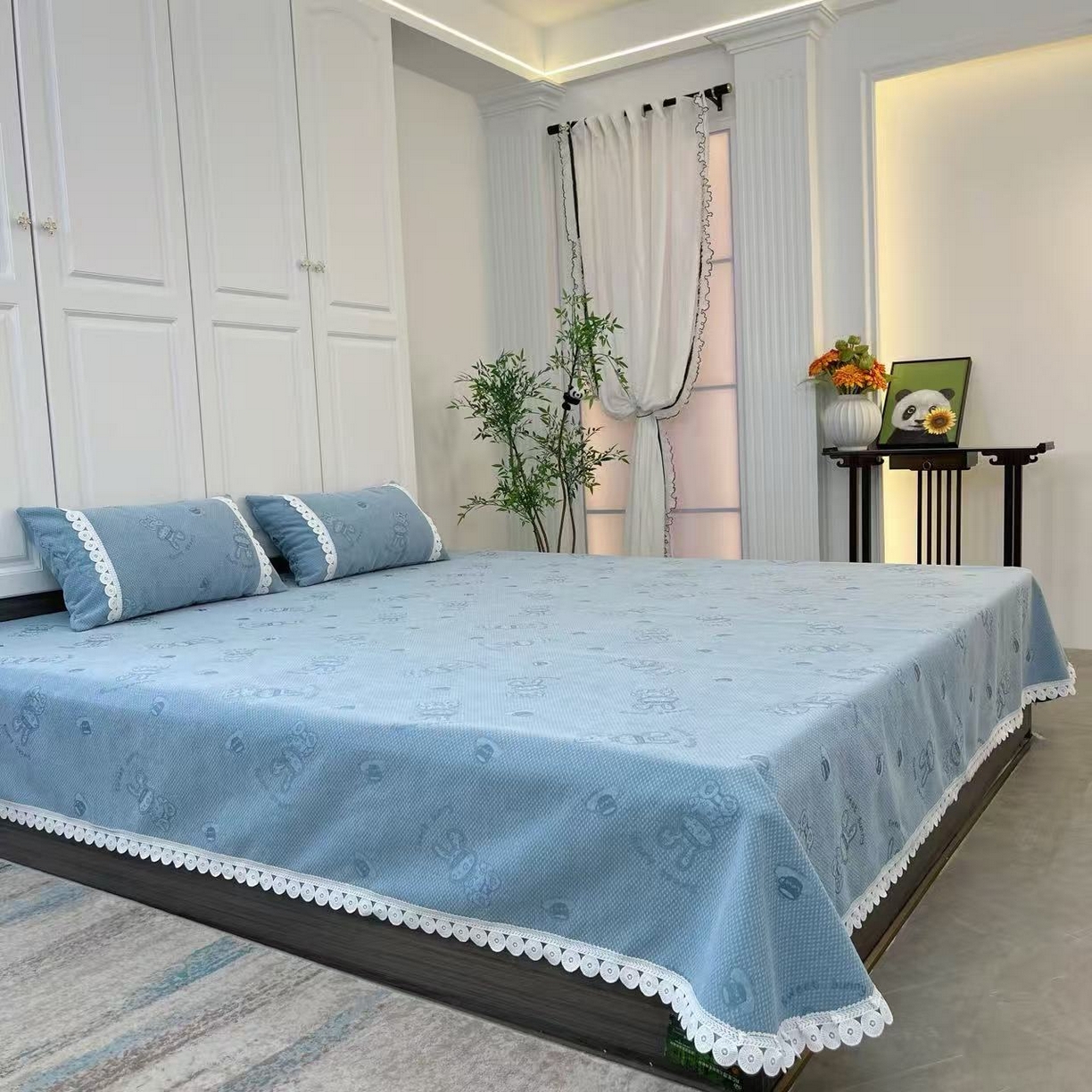 91家纺网 家纺一手货源 找家纺 （总）暖木杨 2025新款雪尼尔床用床盖炕盖亲肤透气防滑高级感床盖可定制尺寸-咖啡兔