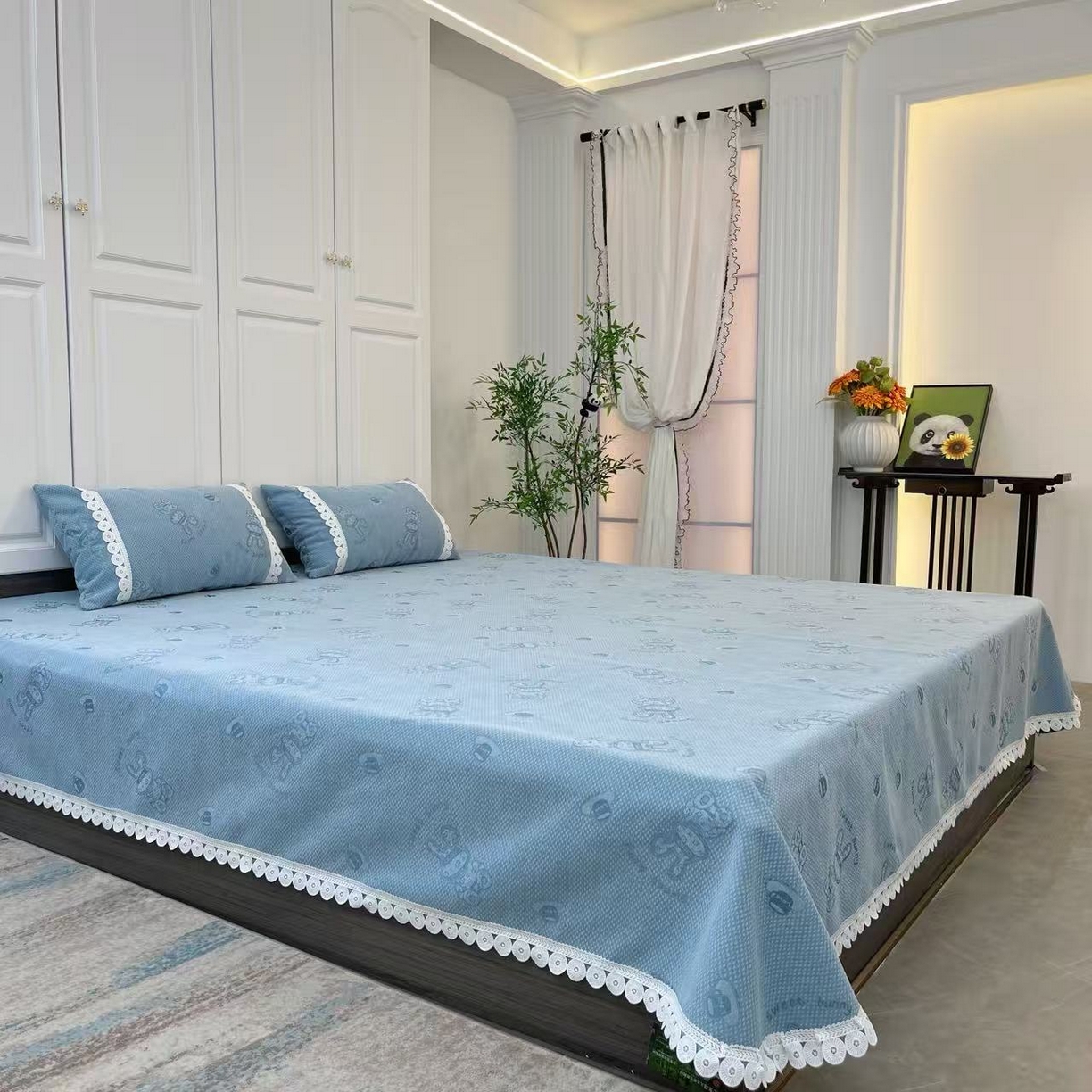 91家纺网 家纺一手货源 找家纺 （总）暖木杨 2025新款雪尼尔床用床盖炕盖亲肤透气防滑高级感床盖可定制尺寸-咖啡兔