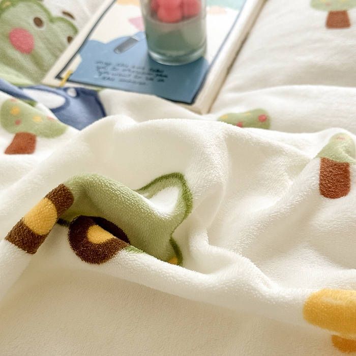 91家纺网 家纺一手货源 找家纺 卡罗兰 2025新款200克牛奶绒小清新印花四件套 小恐龙