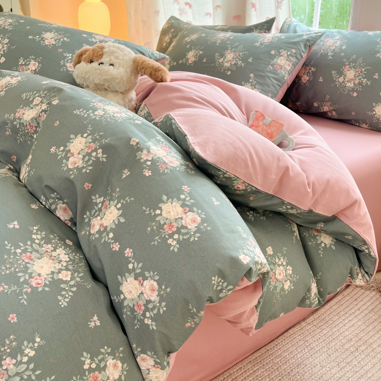 91家纺网 家纺一手货源 找家纺 （总）柠馨 2025新款全棉印花四件套安凡妮系列