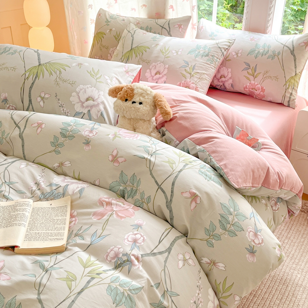 91家纺网 家纺一手货源 找家纺 （总）柠馨 2025新款全棉印花四件套安凡妮系列