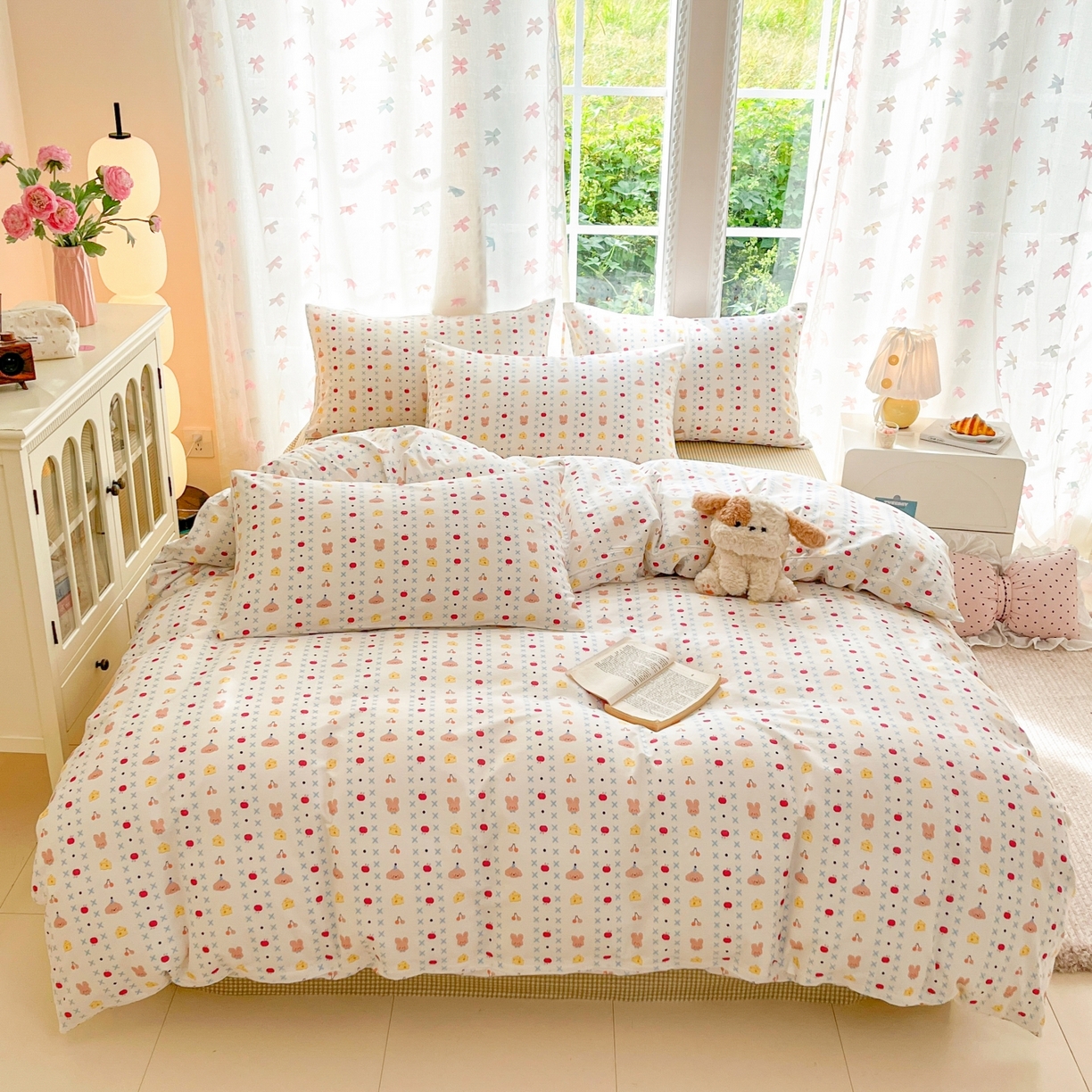 91家纺网 家纺一手货源 找家纺 柠馨 2025新款全棉印花四件套安凡妮系列 星澜