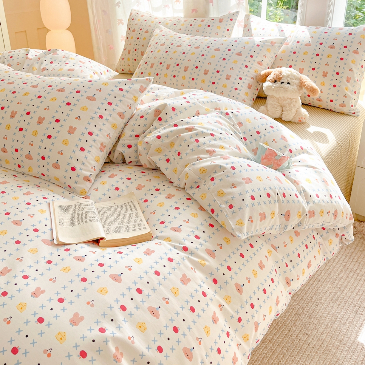 91家纺网 家纺一手货源 找家纺 柠馨 2025新款全棉印花四件套安凡妮系列 星澜