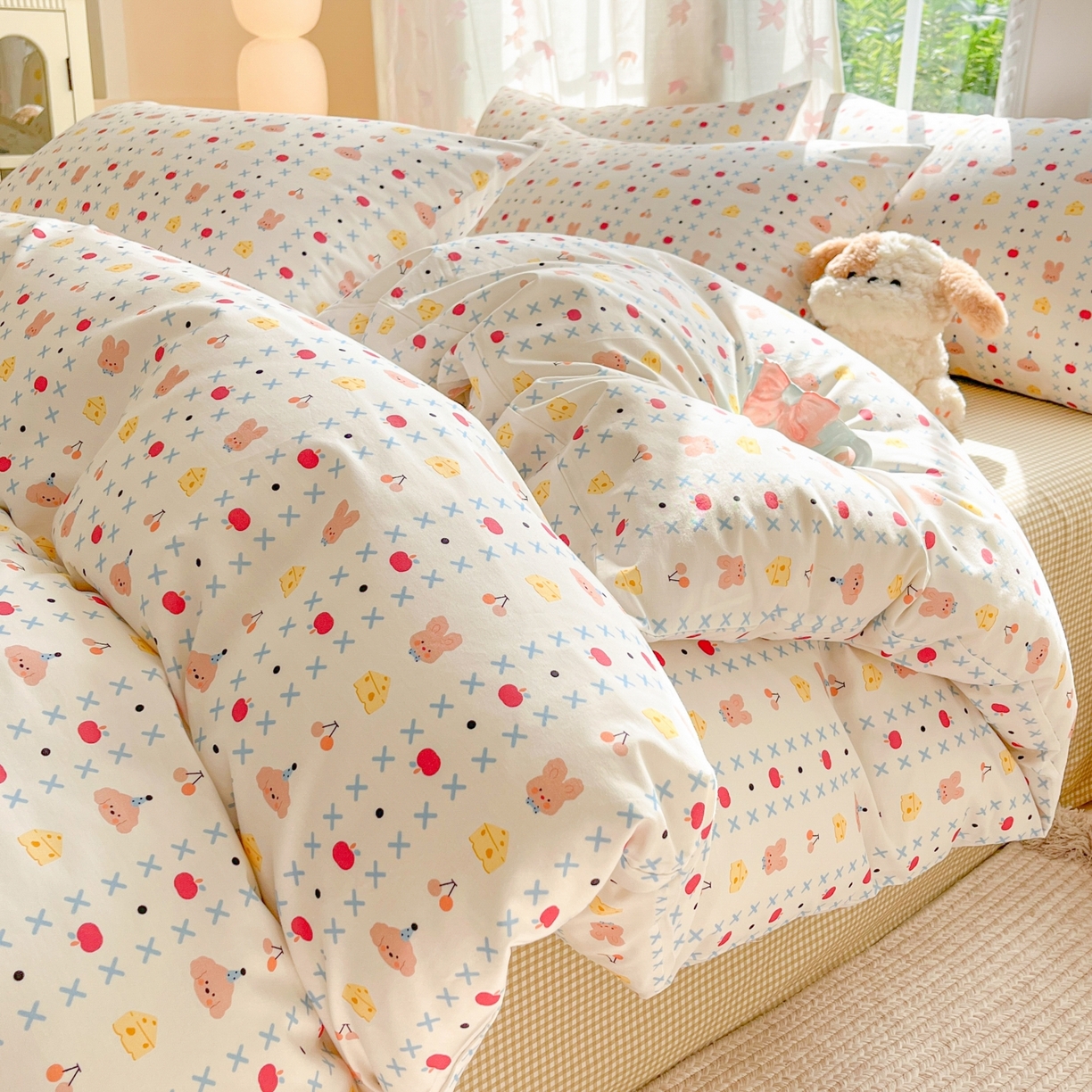 91家纺网 家纺一手货源 找家纺 柠馨 2025新款全棉印花四件套安凡妮系列 星澜