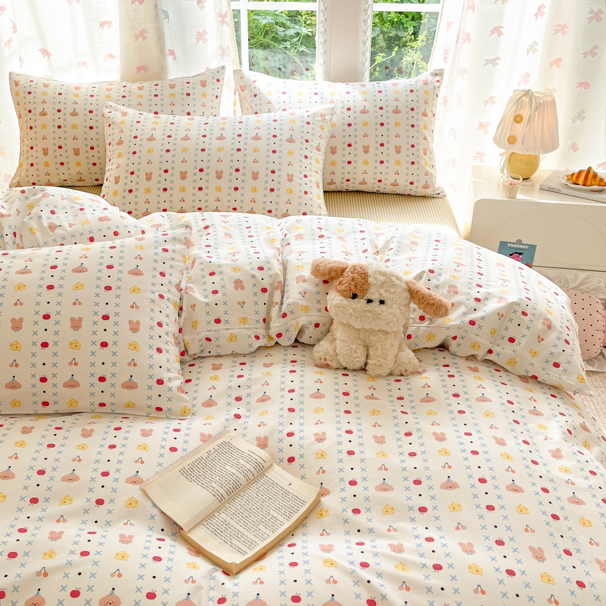 91家纺网 家纺一手货源 找家纺 柠馨 2025新款全棉印花四件套安凡妮系列 星澜