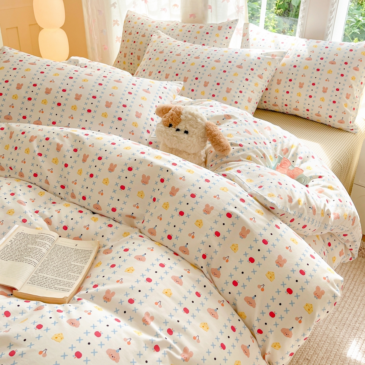 91家纺网 家纺一手货源 找家纺 柠馨 2025新款全棉印花四件套安凡妮系列 星澜