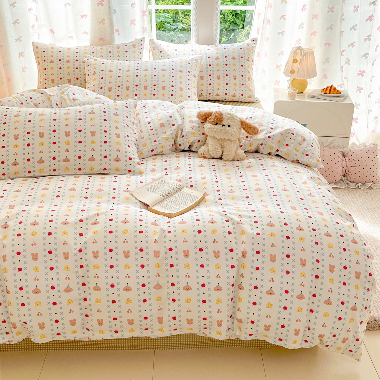 91家纺网 家纺一手货源 找家纺 柠馨 2025新款全棉印花四件套安凡妮系列 星澜