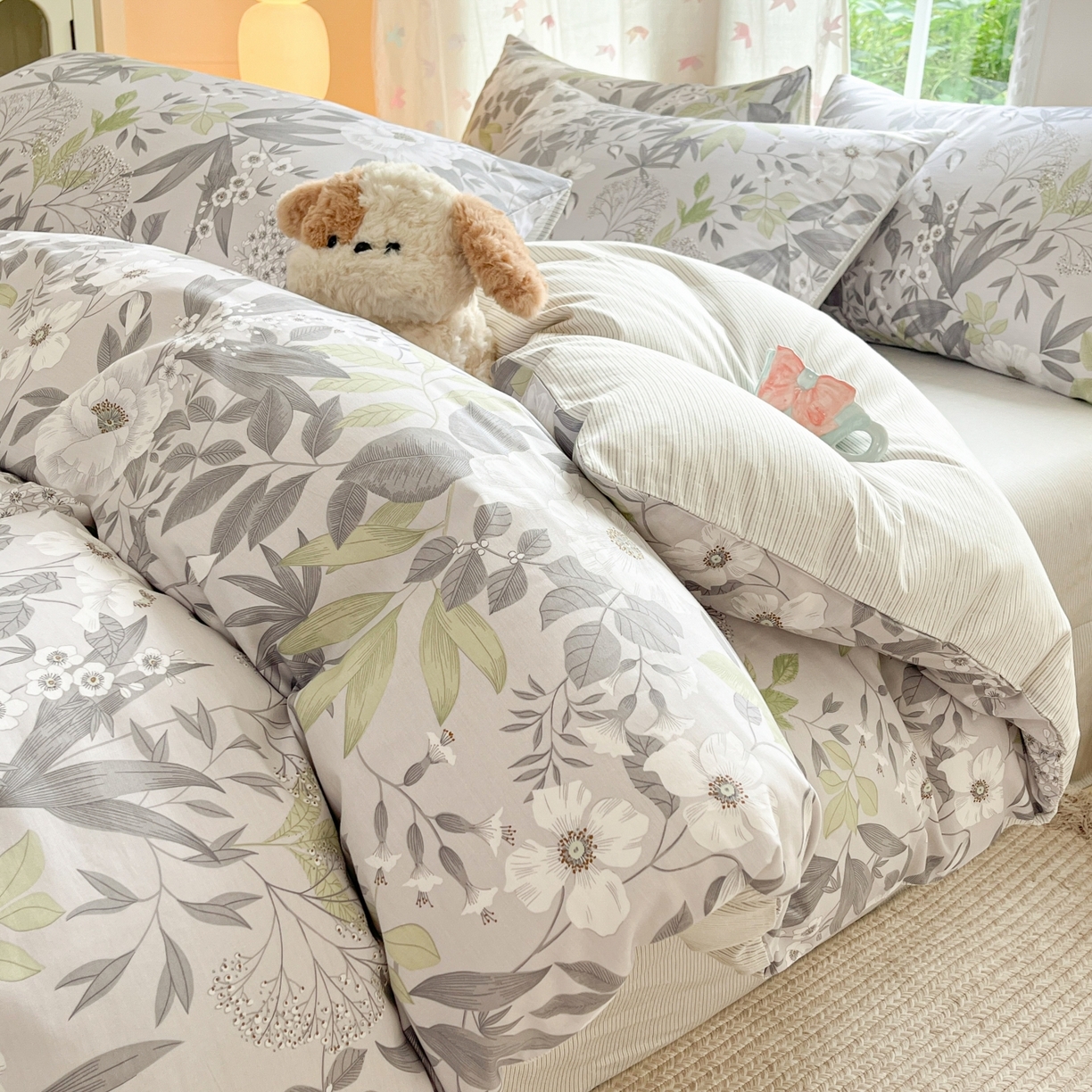 91家纺网 家纺一手货源 找家纺 （总）柠馨 2025新款全棉印花四件套安凡妮系列