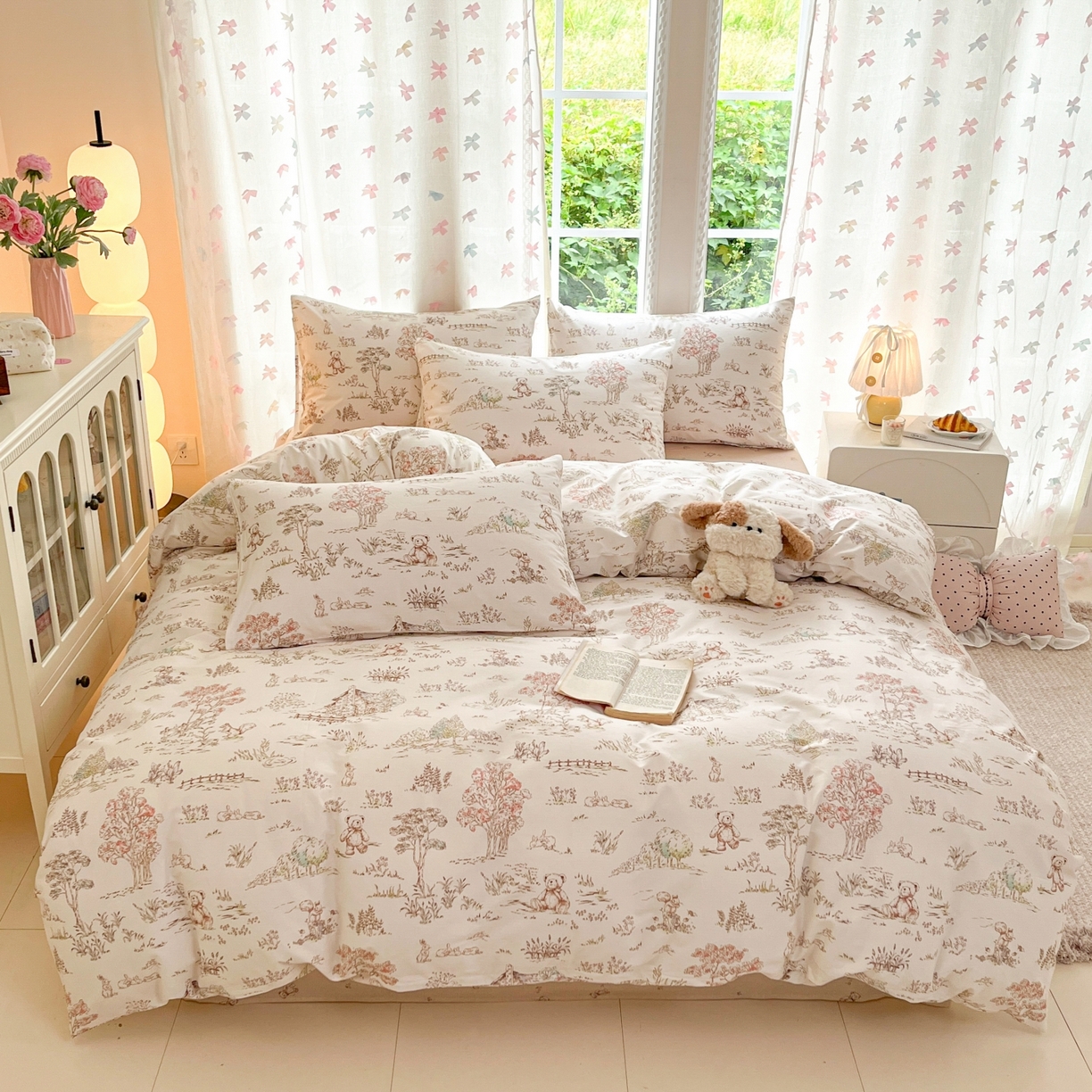 91家纺网 家纺一手货源 找家纺 柠馨 2025新款全棉印花四件套安凡妮系列 觅遇