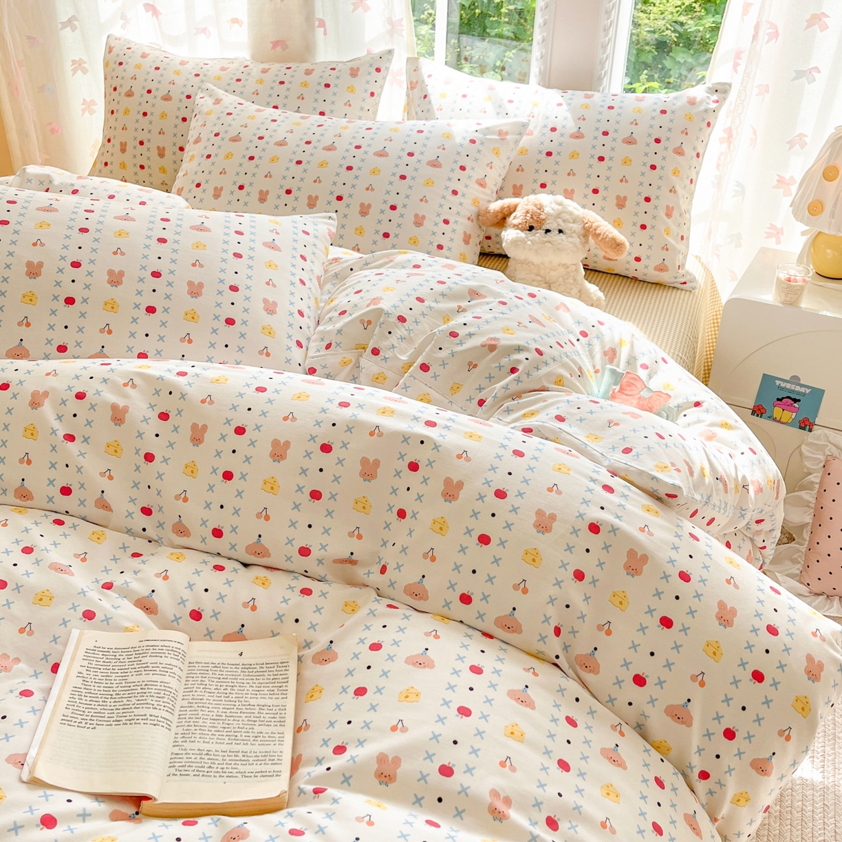 91家纺网 家纺一手货源 找家纺 柠馨 2025新款全棉印花四件套安凡妮系列 星澜