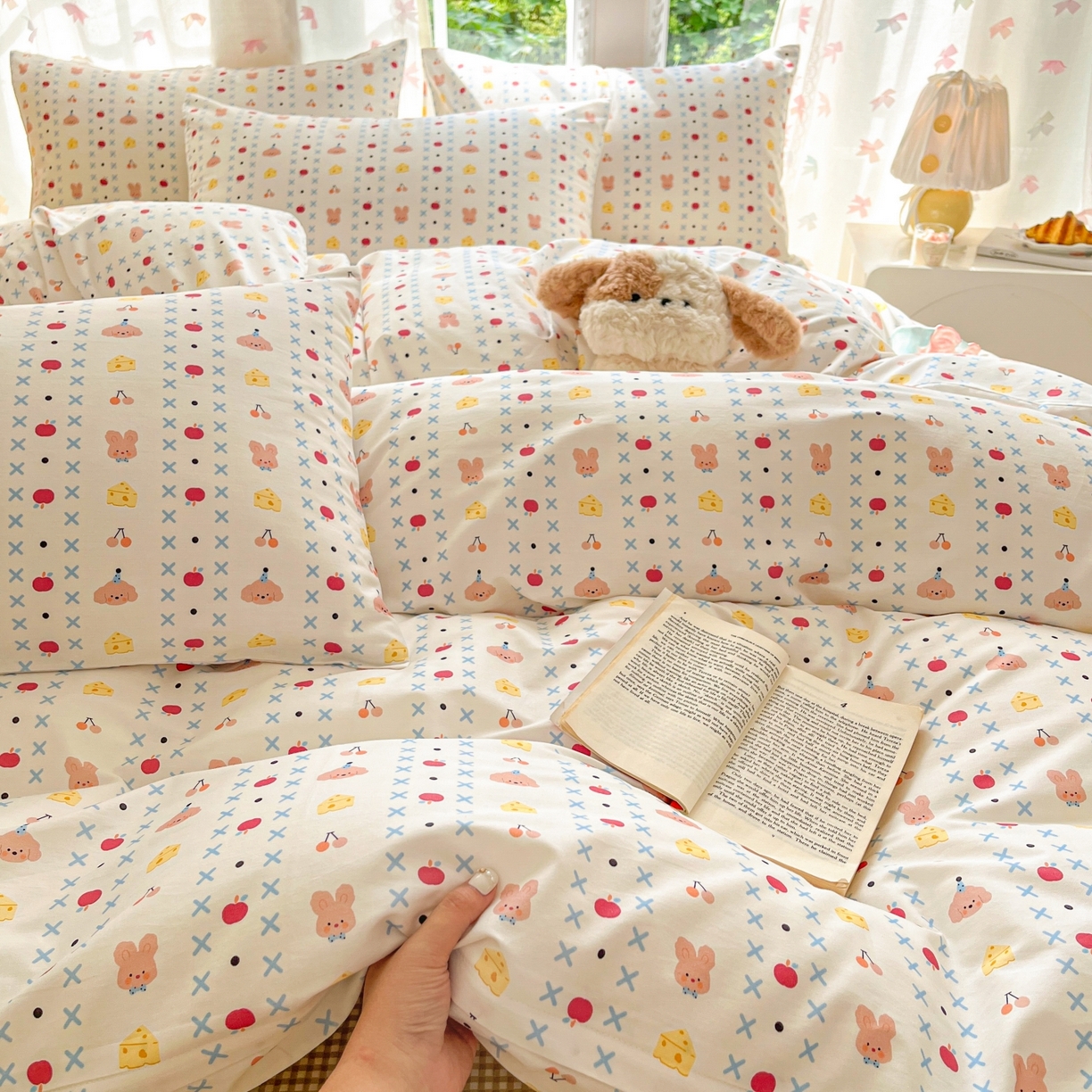 91家纺网 家纺一手货源 找家纺 柠馨 2025新款全棉印花四件套安凡妮系列 星澜