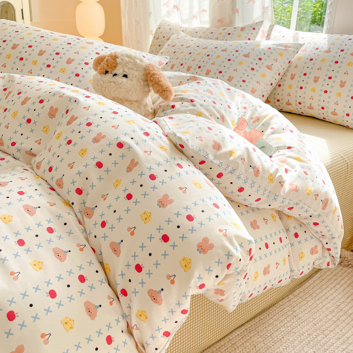 91家纺网 家纺一手货源 找家纺 （总）柠馨 2025新款全棉印花四件套安凡妮系列