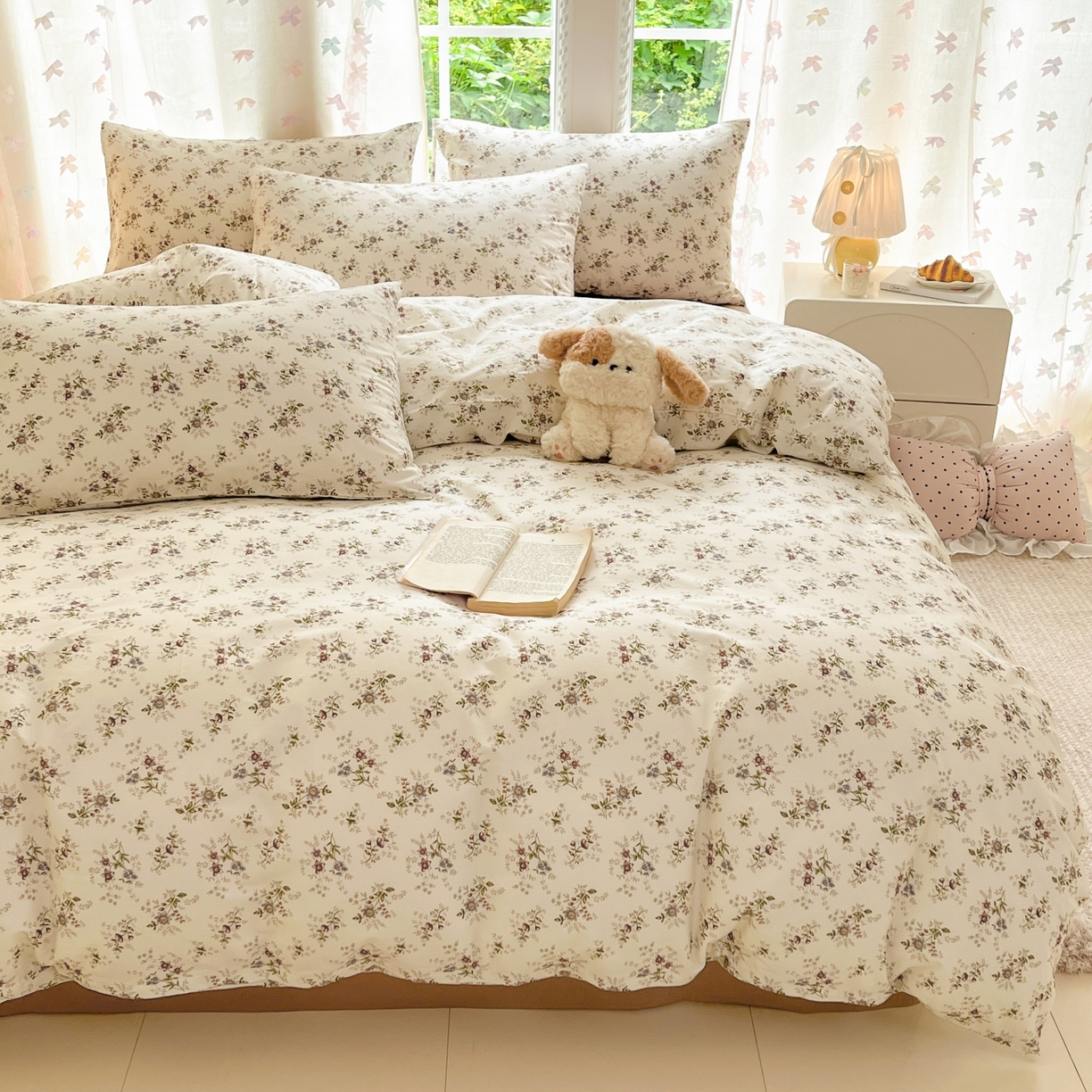 91家纺网 家纺一手货源 找家纺 柠馨 2025新款全棉印花四件套安凡妮系列 曦禾