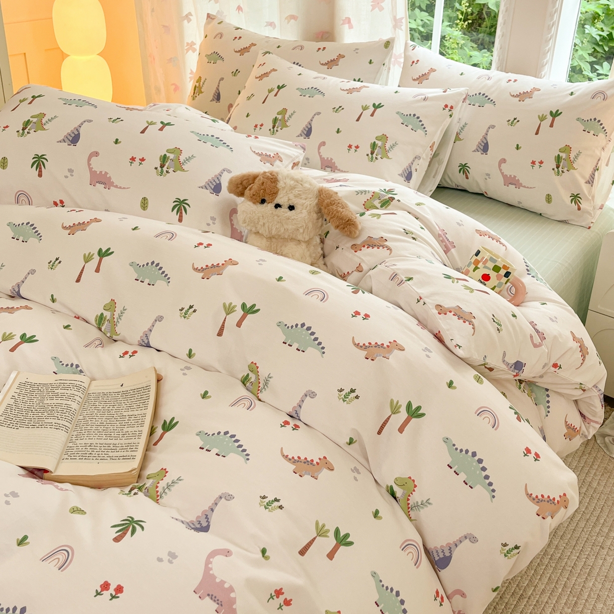 91家纺网 家纺一手货源 找家纺 柠馨 2025新款全棉印花四件套安凡妮系列 小萌龙