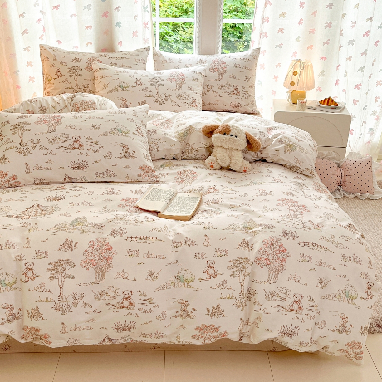 91家纺网 家纺一手货源 找家纺 柠馨 2025新款全棉印花四件套安凡妮系列 觅遇