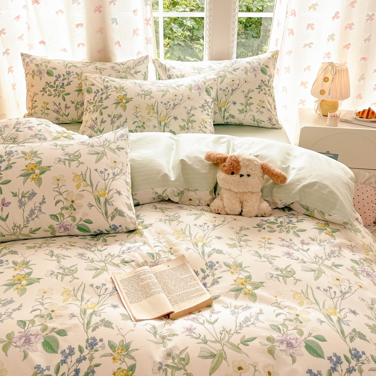 91家纺网 家纺一手货源 找家纺 柠馨 2025新款全棉印花四件套安凡妮系列 素笺