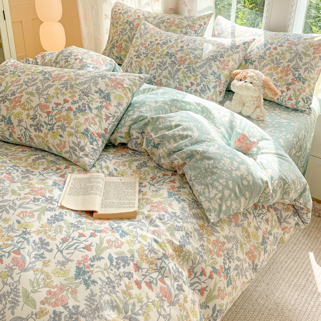 91家纺网 家纺一手货源 找家纺 柠馨 2025新款全棉印花四件套安凡妮系列 昭黎