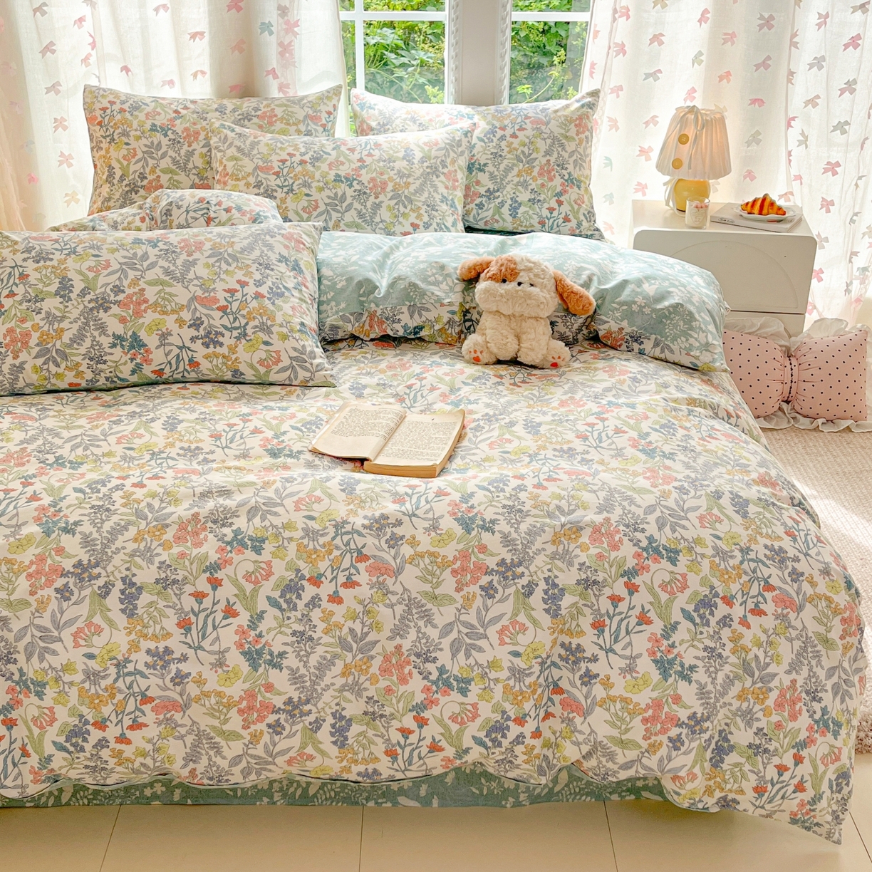 91家纺网 家纺一手货源 找家纺 柠馨 2025新款全棉印花四件套安凡妮系列 昭黎