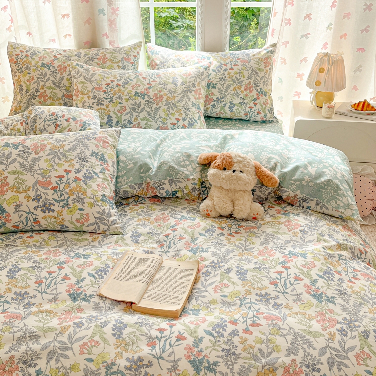 91家纺网 家纺一手货源 找家纺 柠馨 2025新款全棉印花四件套安凡妮系列 昭黎