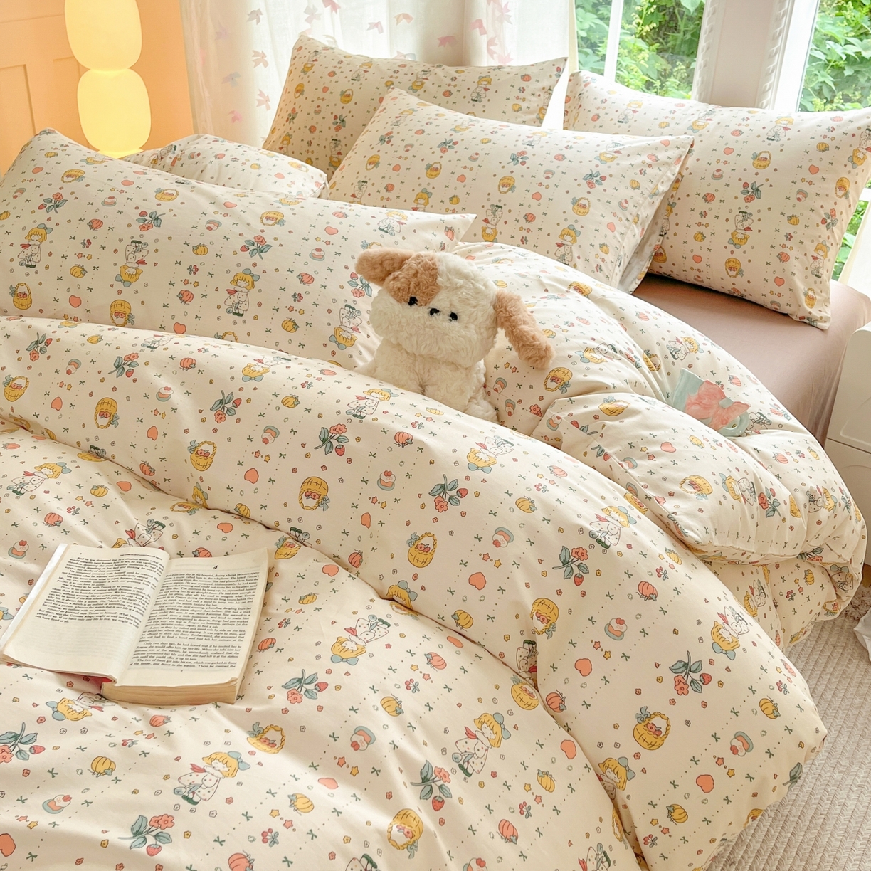 91家纺网 家纺一手货源 找家纺 柠馨 2025新款全棉印花四件套安凡妮系列 灵犀