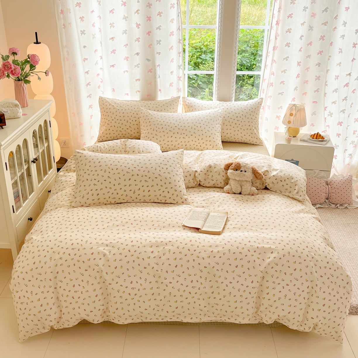 91家纺网 家纺一手货源 找家纺 柠馨 2025新款全棉印花四件套安凡妮系列 绮梦