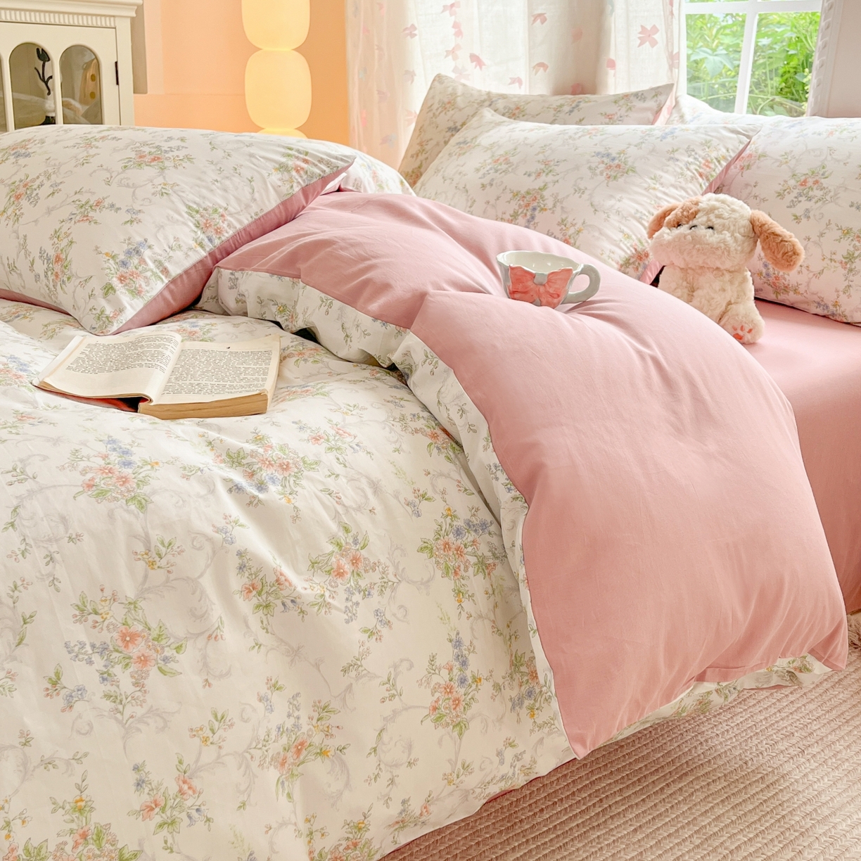 91家纺网 家纺一手货源 找家纺 柠馨 2025新款全棉印花四件套安凡妮系列 逐梦