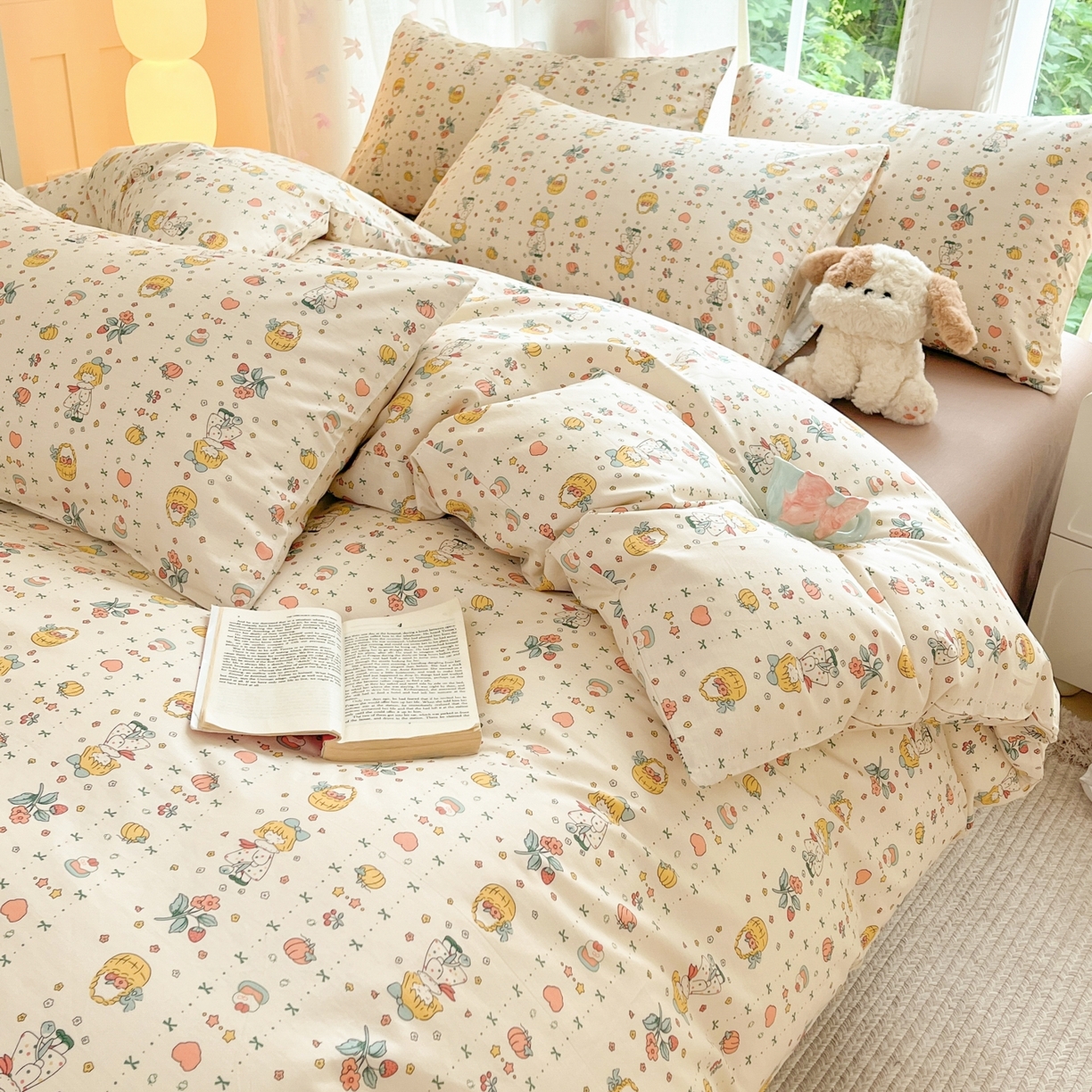 91家纺网 家纺一手货源 找家纺 柠馨 2025新款全棉印花四件套安凡妮系列 灵犀