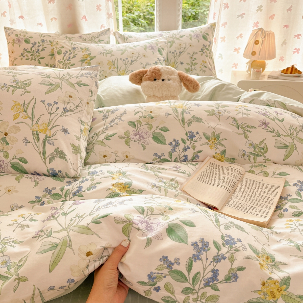 91家纺网 家纺一手货源 找家纺 柠馨 2025新款全棉印花四件套安凡妮系列 素笺