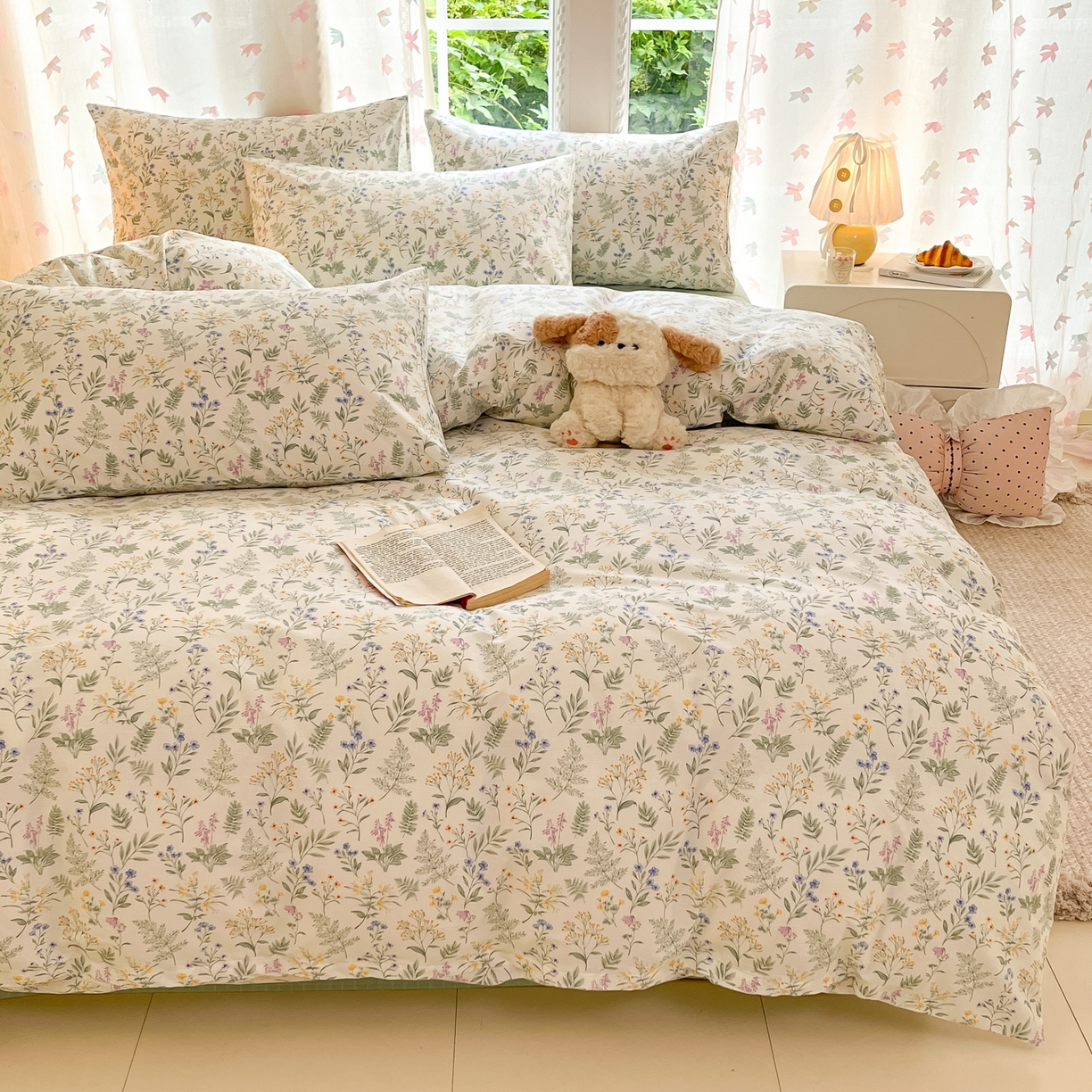 91家纺网 家纺一手货源 找家纺 柠馨 2025新款全棉印花四件套安凡妮系列 昔瑾