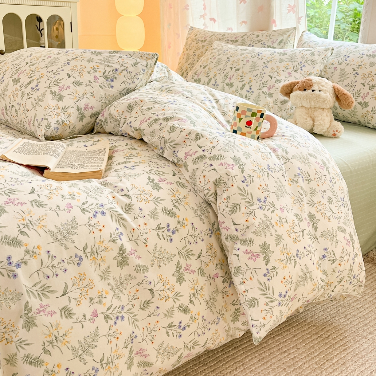 91家纺网 家纺一手货源 找家纺 柠馨 2025新款全棉印花四件套安凡妮系列 昔瑾