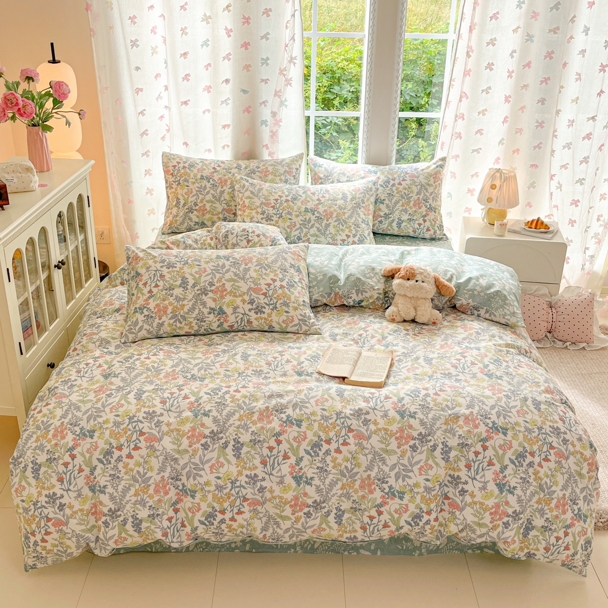 91家纺网 家纺一手货源 找家纺 柠馨 2025新款全棉印花四件套安凡妮系列 昭黎