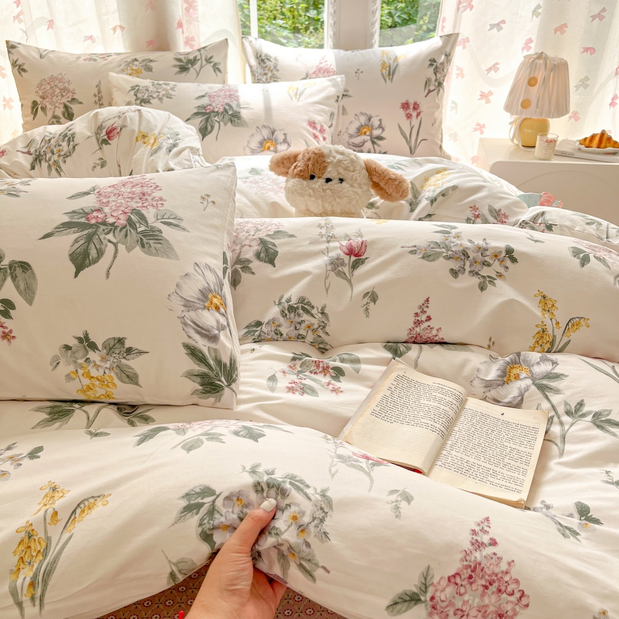 91家纺网 家纺一手货源 找家纺 柠馨 2025新款全棉印花四件套安凡妮系列 肆春