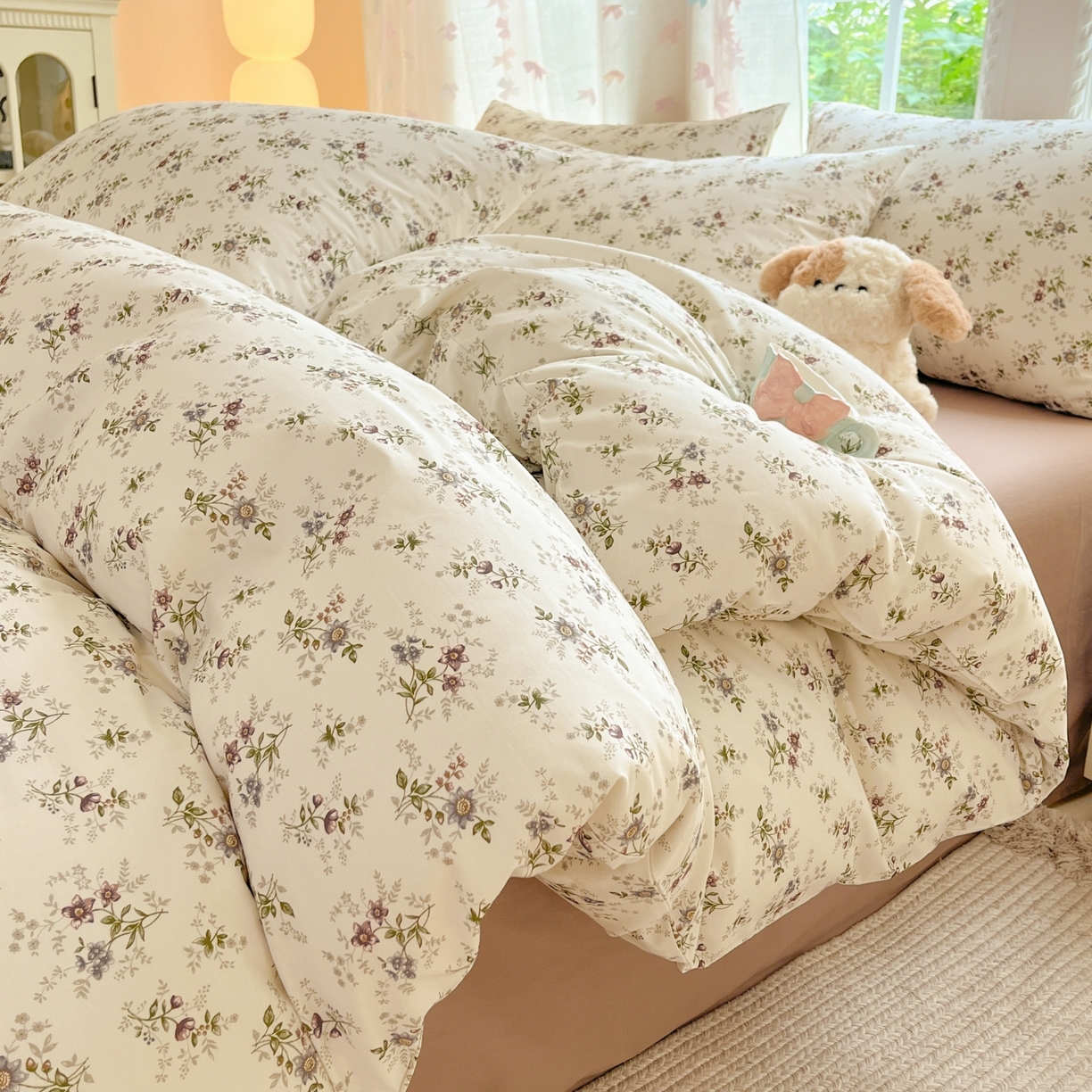 91家纺网 家纺一手货源 找家纺 柠馨 2025新款全棉印花四件套安凡妮系列 曦禾