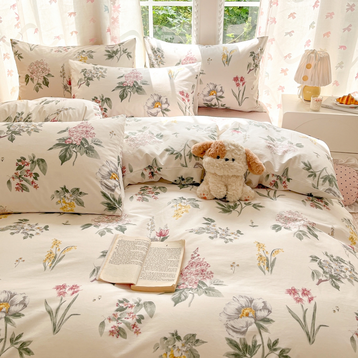 91家纺网 家纺一手货源 找家纺 柠馨 2025新款全棉印花四件套安凡妮系列 肆春