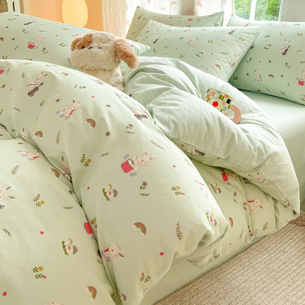 91家纺网 家纺一手货源 找家纺 （总）柠馨 2025新款全棉印花四件套安凡妮系列