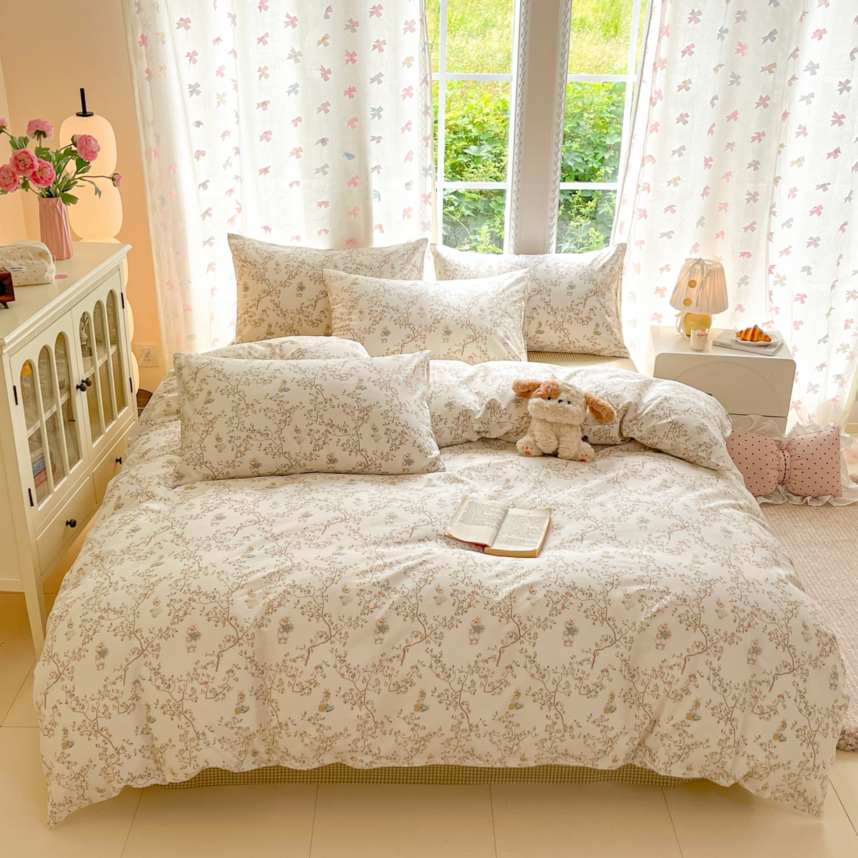 91家纺网 家纺一手货源 找家纺 柠馨 2025新款全棉印花四件套安凡妮系列 逸尘