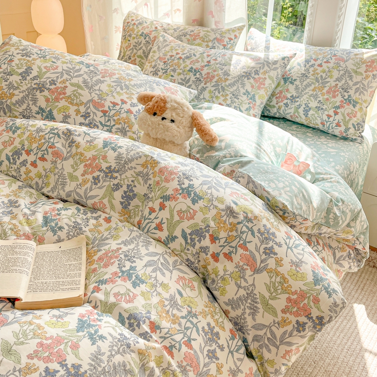 91家纺网 家纺一手货源 找家纺 柠馨 2025新款全棉印花四件套安凡妮系列 昭黎