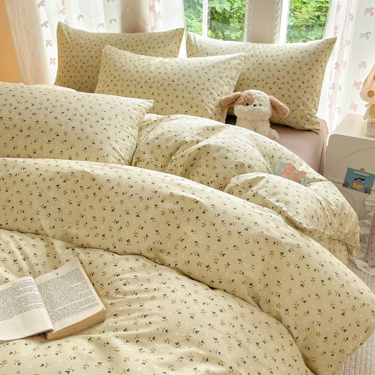 91家纺网 家纺一手货源 找家纺 柠馨 2025新款全棉印花四件套安凡妮系列 宁谧