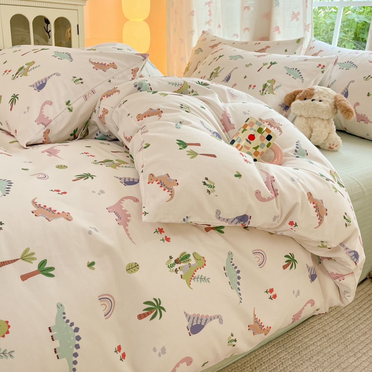 91家纺网 家纺一手货源 找家纺 柠馨 2025新款全棉印花四件套安凡妮系列 小萌龙