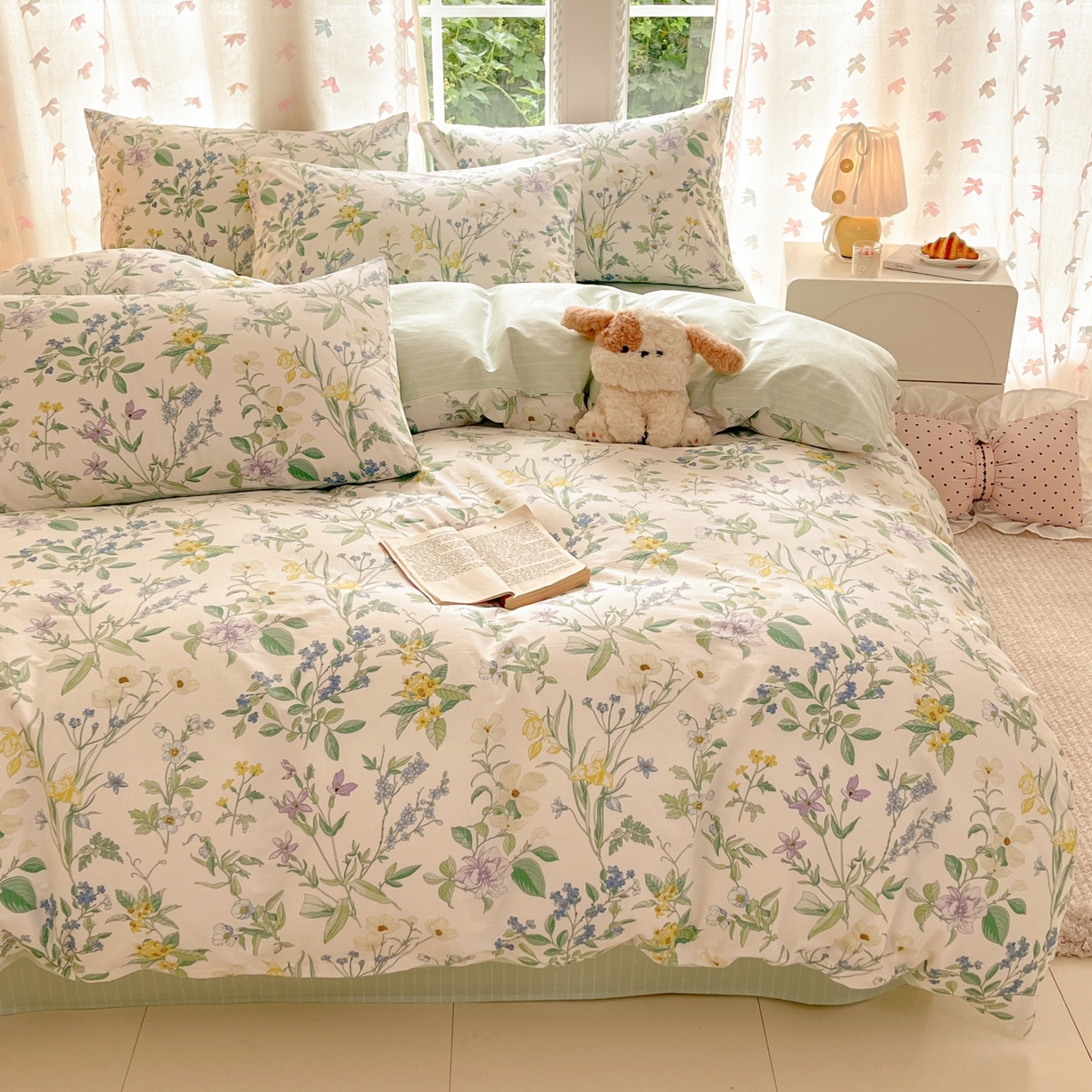 91家纺网 家纺一手货源 找家纺 柠馨 2025新款全棉印花四件套安凡妮系列 素笺