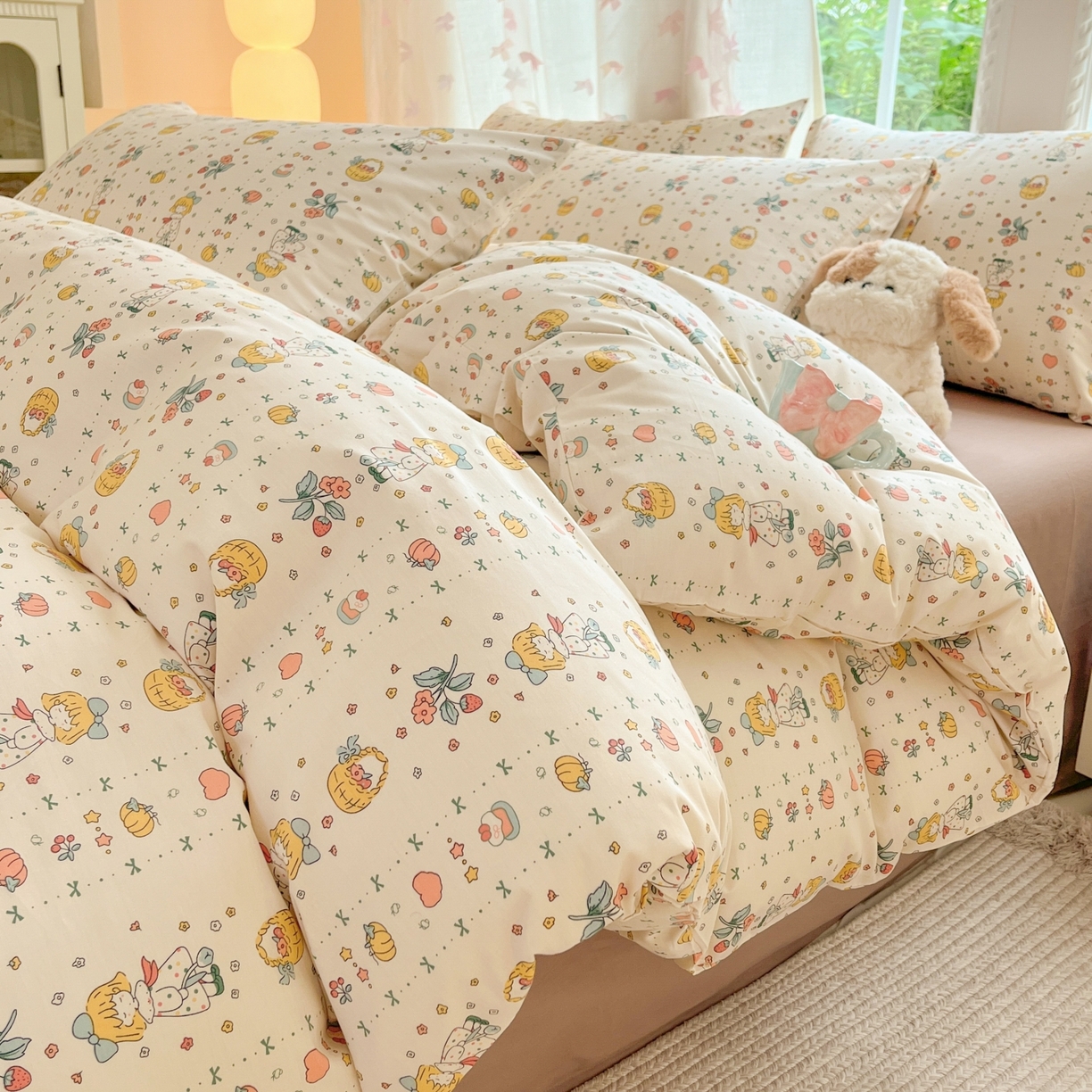 91家纺网 家纺一手货源 找家纺 柠馨 2025新款全棉印花四件套安凡妮系列 灵犀