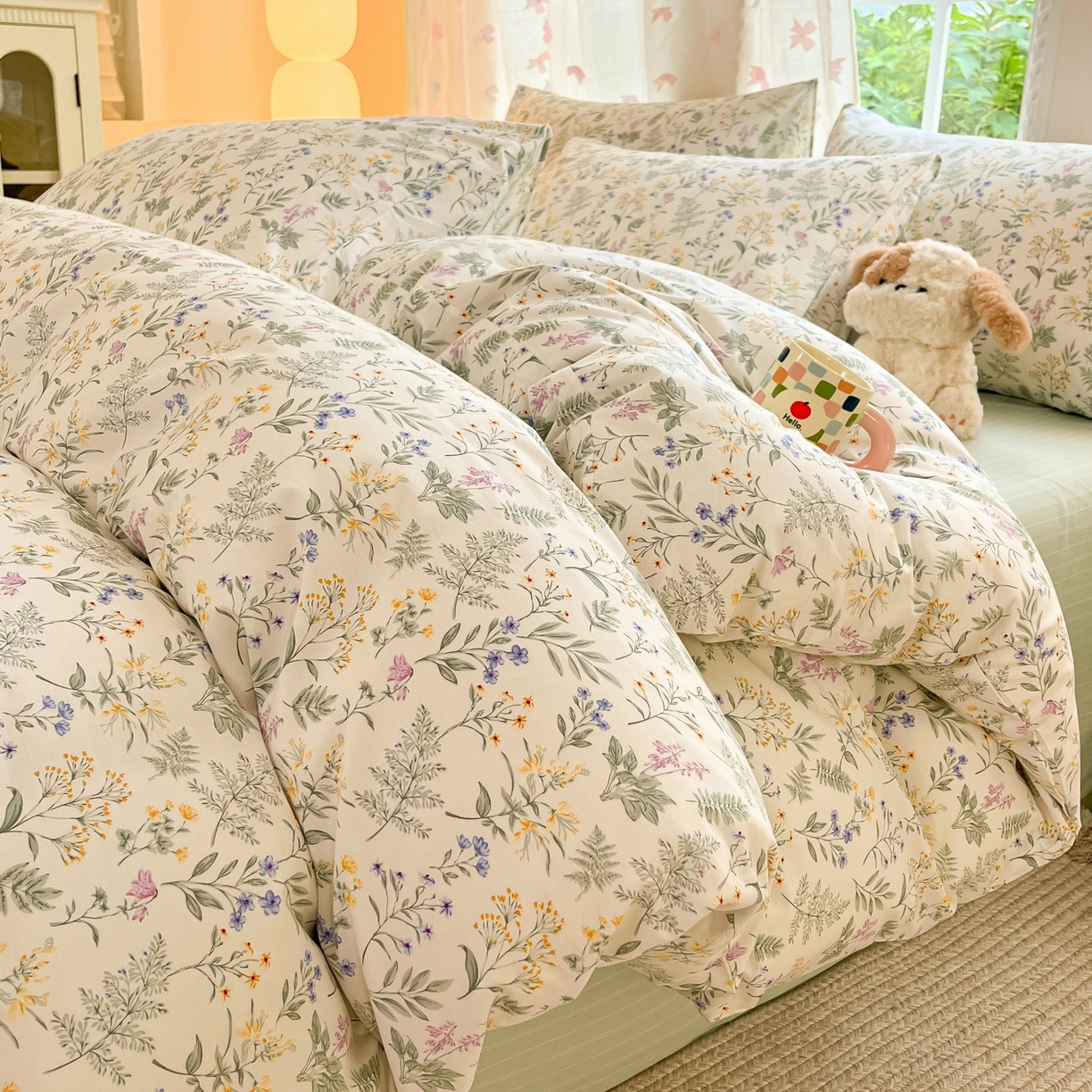 91家纺网 家纺一手货源 找家纺 柠馨 2025新款全棉印花四件套安凡妮系列 昔瑾